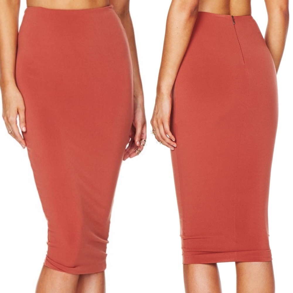 NOOKIE DOLCE VITA PENCIL SKIRT 2 RUST ORANGE MEDIUM